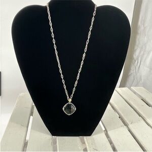 Authentic Tacori sterling silver 18K Smokey Quartz Necklace 14.1G Sz 18”